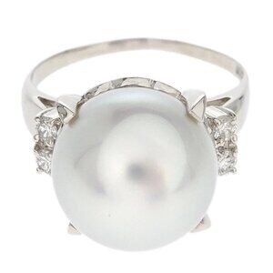 Tasaki Ring Pt900 Pearl Diamond Silver #52 125156